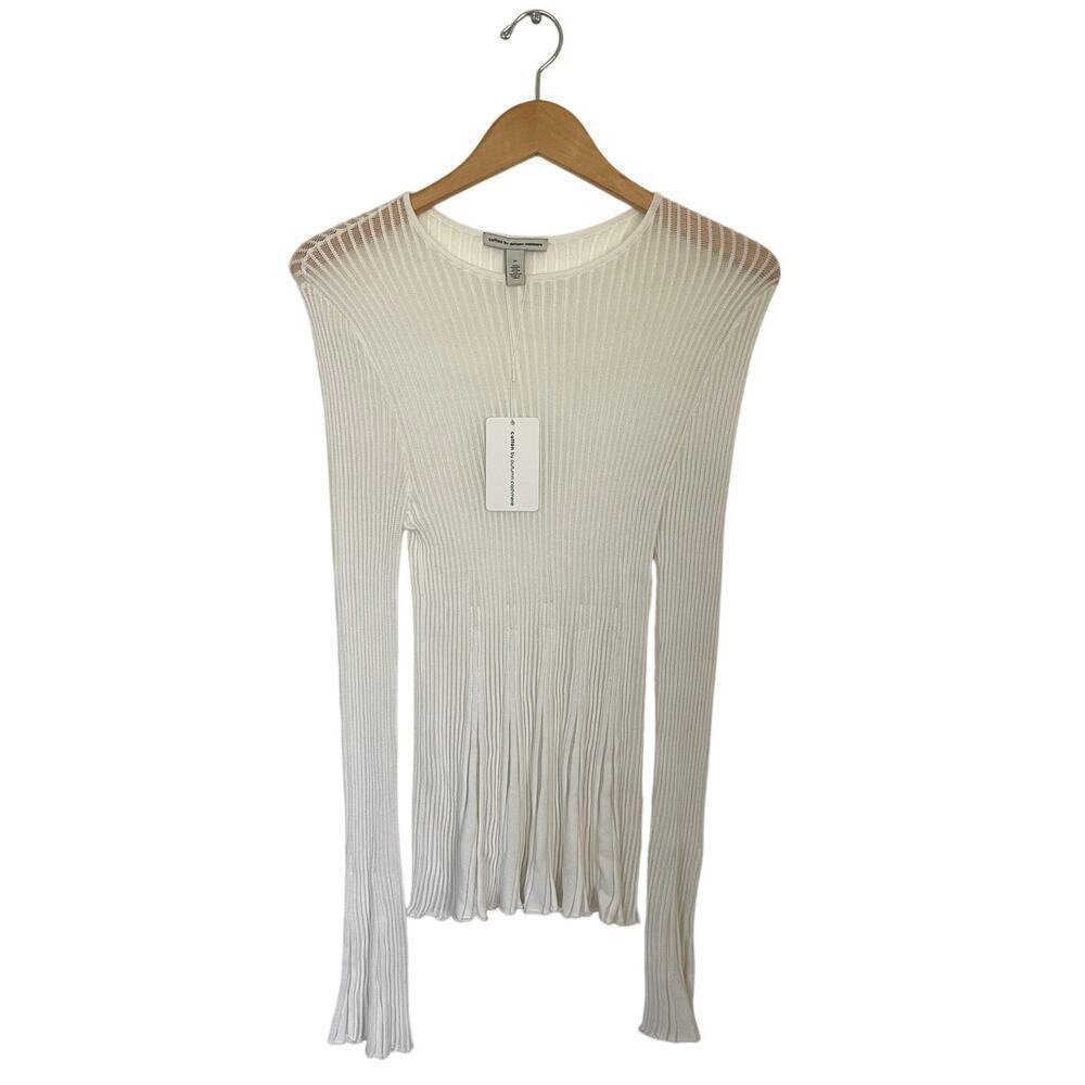 NWT Cotton by Autumn Cashmere Pleated Shadow Bell Sleeve Top Size Medium